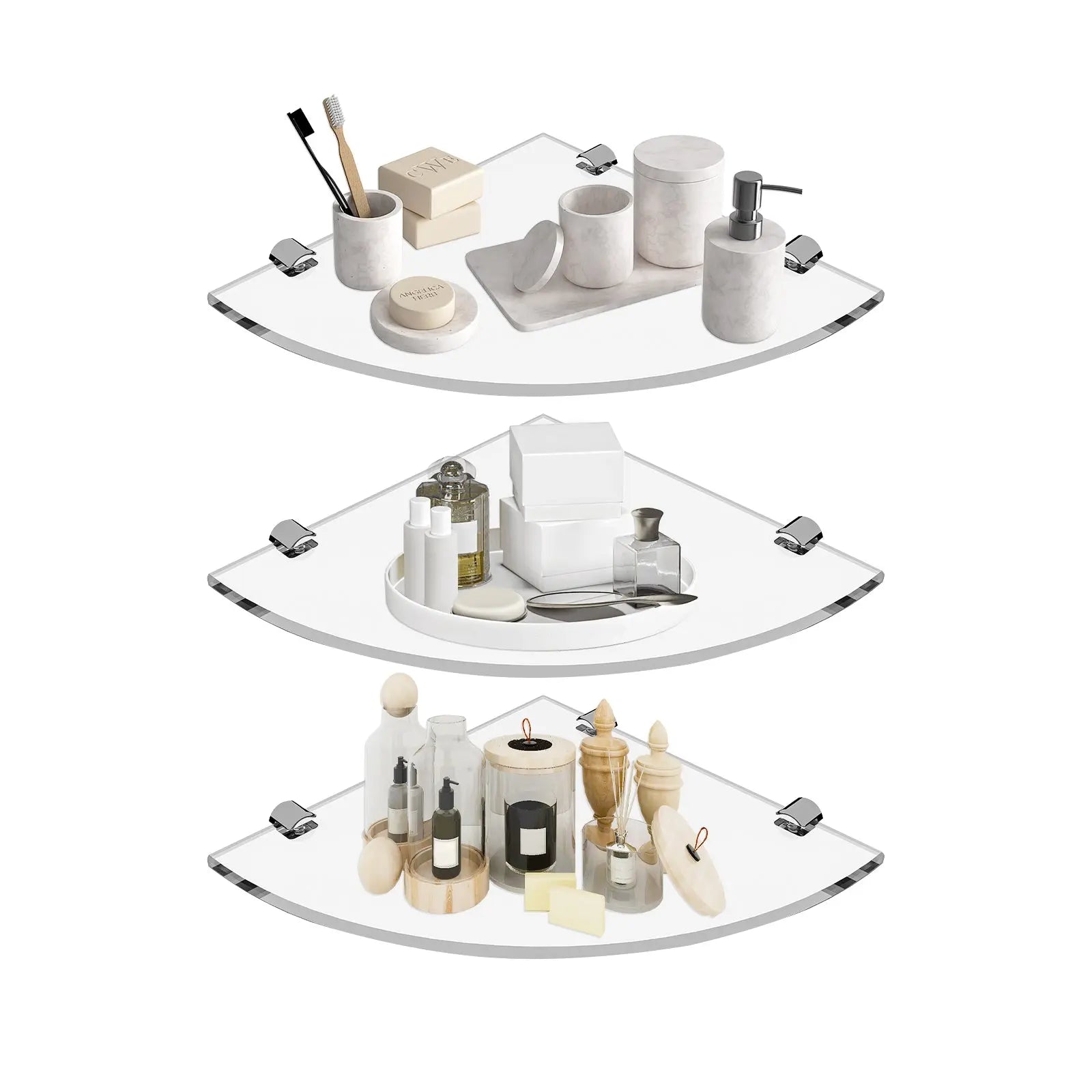 No Drill Adhesive Wall MountedBathroom Organizer Shelves