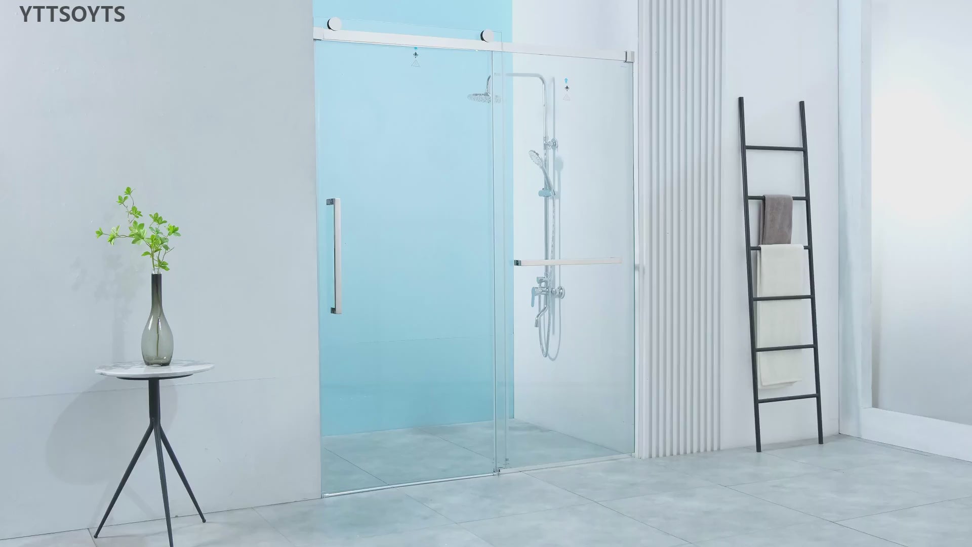 X01 56-60"x76" Frameless Sliding Shower Door, 5/16" Tempered Glass, Black