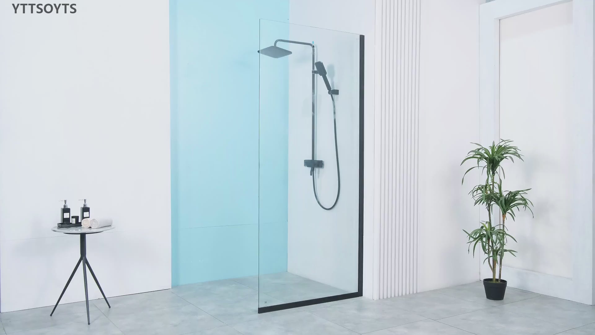 501-36" W x 80" H Fixed Glass Shower Door Screen, 5/16"(8mm) Clear Tempered Glass Black