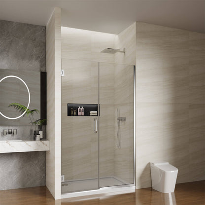 Pivot Swing Shower Door, 58.5-60" W x 74" H with 5/16 in (8mm) Clear SGCC Tempered Glass