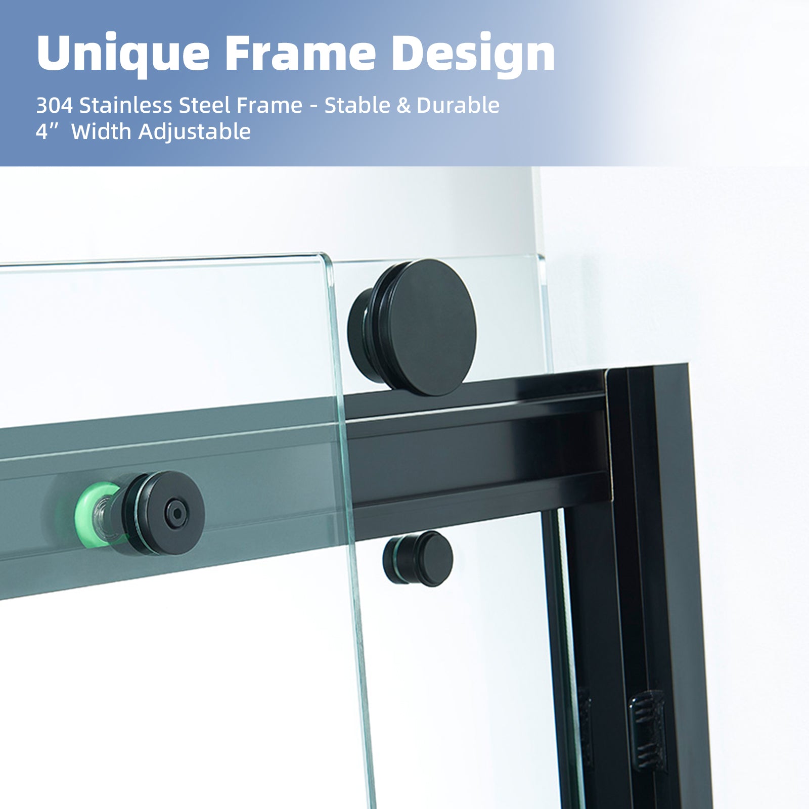 A03 10mm Shower Door Bottom Track Kit - Heavy Duty Black Plastic Guide Rails, Frame Connector (2 Pcs)