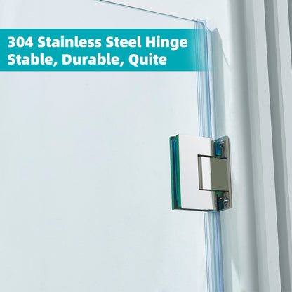 Pivot Swing Shower Door, 58.5-60" W x 74" H with 5/16 in (8mm) Clear SGCC Tempered Glass
