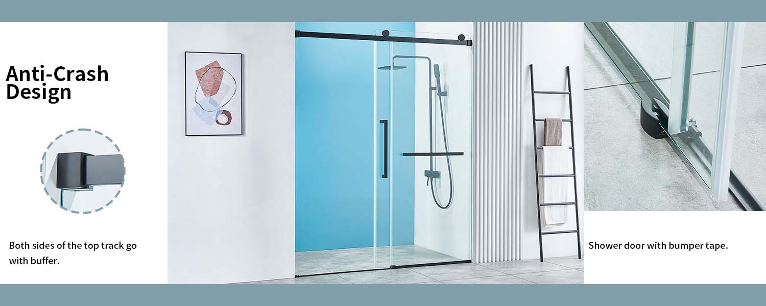 X01 56-60" W x 76" H Frameless Single Sliding Shower Door, Frameless Shower Door, Shower Glass Door with 5/16" (8mm) Clear SGCC Tempered Glass, Stainless Steel Hardware (Black)