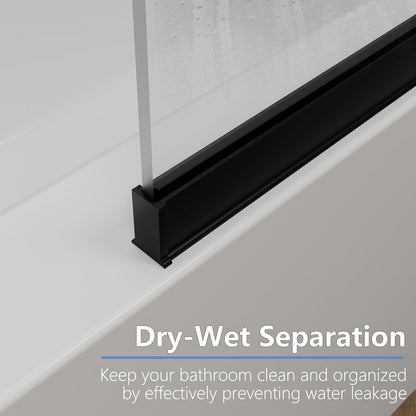 Shower Door Screen 36" W * 76" H, Semi-Framed Shower Glass Door, Single Shower Panel, 3/8"(10mm) Thick Tempered Glasss, Shower Wall Panels, Fixed Shower Screen for Bathroom - Matte Black