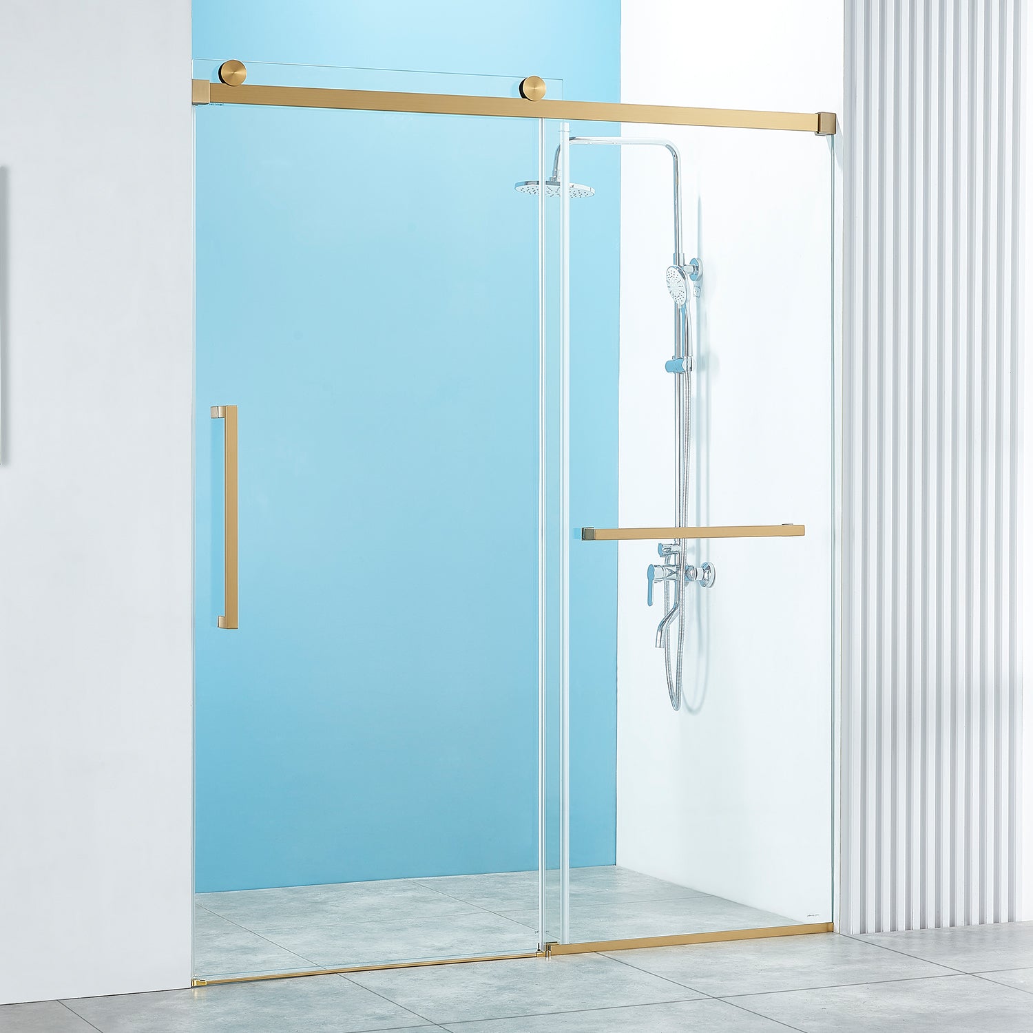 X01 56-60" W x 76" H Frameless Single Sliding Shower Door, Frameless Shower Door, Shower Glass Door with 5/16" (8mm) Clear SGCC Tempered Glass, Stainless Steel Hardware (Chrome)