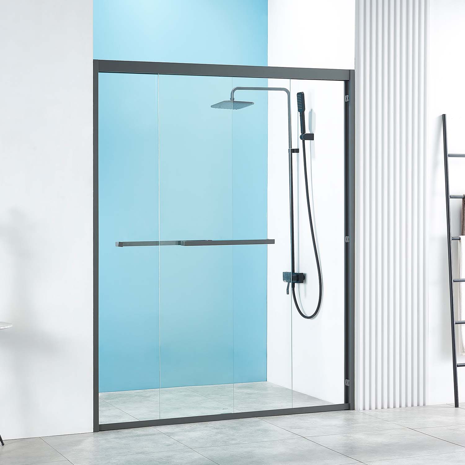 56-60" W x 76" H Double Sliding Shower Door, Shower Glass Door with 5/16" (8mm) Clear SGCC Tempered Glass, Stainless Steel Hardware, Nano Easy-Clean Coating, K01 (Gray)