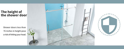 X01 56-60" W x 76" H Frameless Single Sliding Shower Door, Frameless Shower Door, Shower Glass Door with 5/16" (8mm) Clear SGCC Tempered Glass, Stainless Steel Hardware (Chrome)