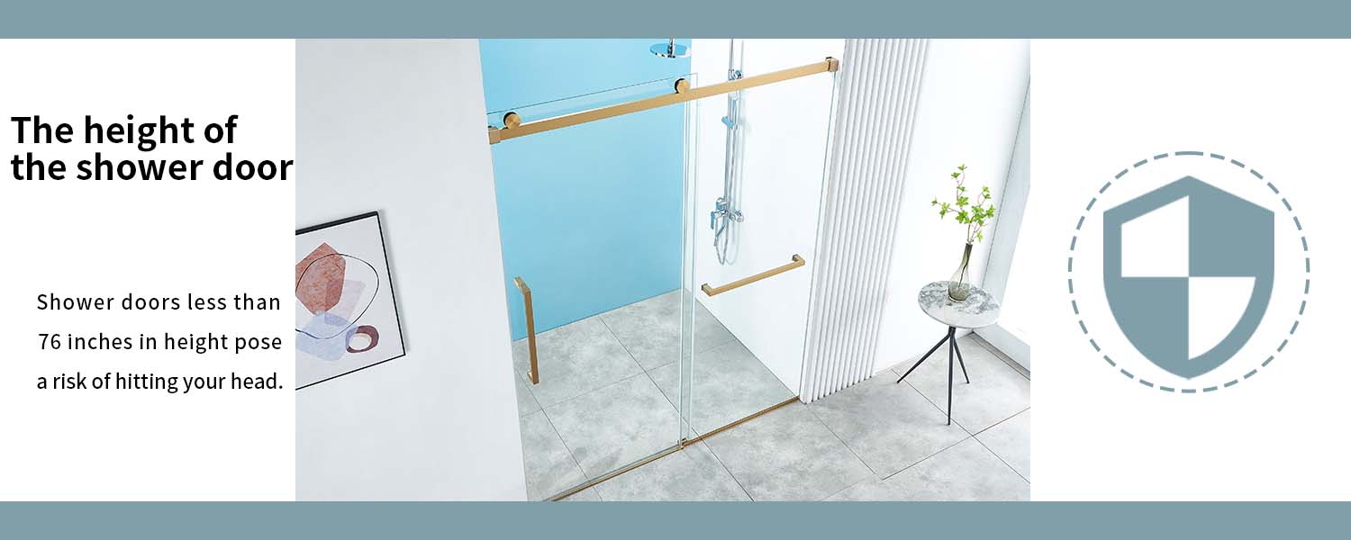 X01-56-60" W x 76" H Frameless Single Sliding Shower Door, Frameless Shower Door, Shower Glass Door with 5/16" (8mm) Clear SGCC Tempered Glass, Stainless Steel Hardware (Gold)