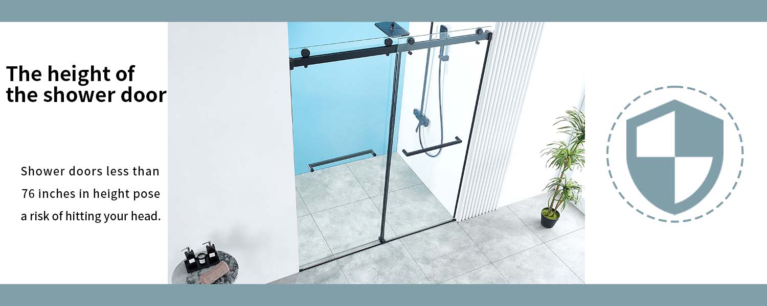 56-60" W x 76" H Frameless Double Sliding Shower Door, Frameless Shower Door, Shower Glass Door with 5/16" (8mm) Clear SGCC Tempered Glass, Explosion-Proof Film A01 (Black)