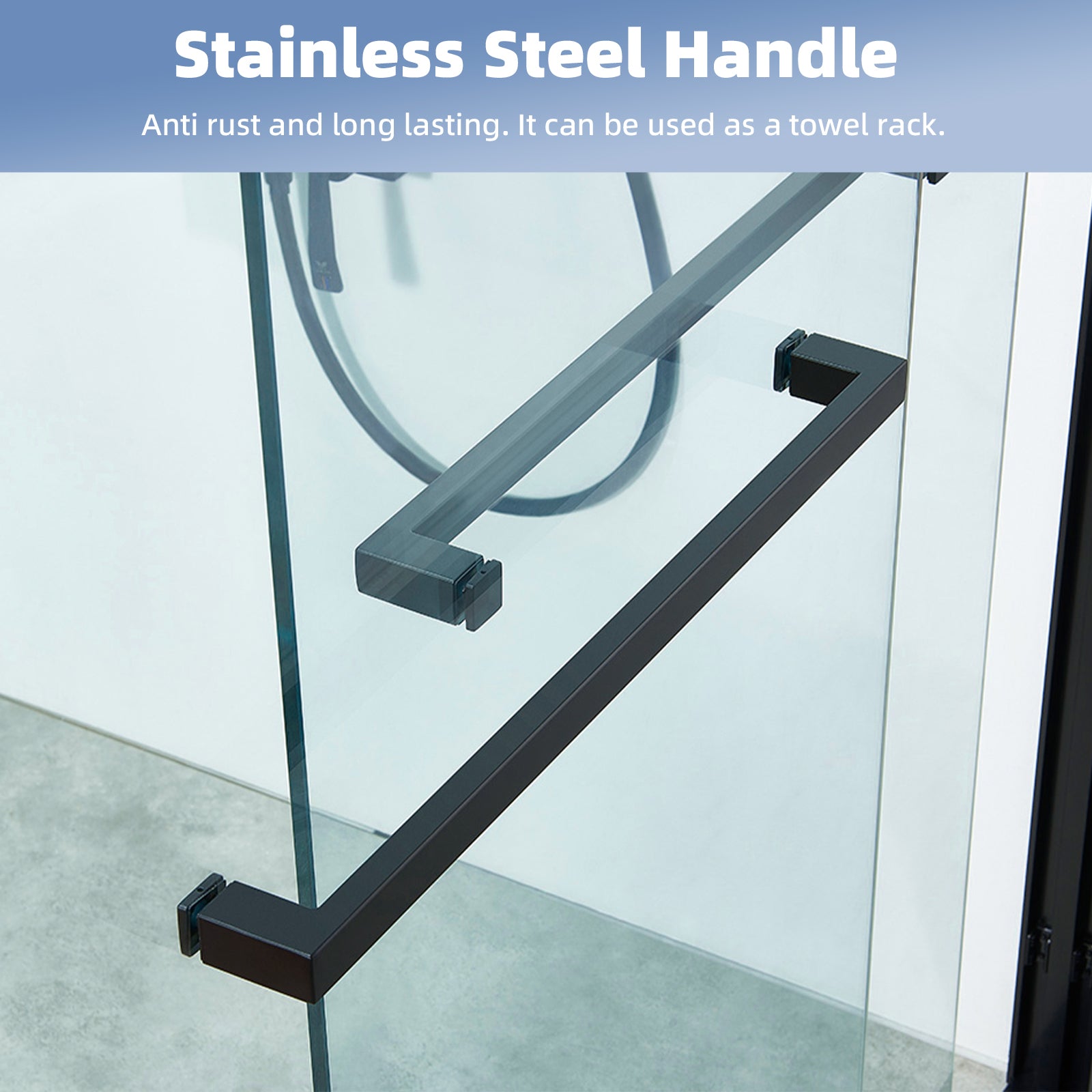 A03 10mm Shower Door Bottom Track Kit - Heavy Duty Black Plastic Guide Rails, Frame Connector (2 Pcs)