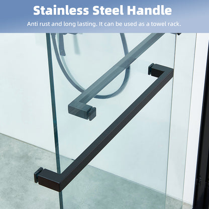 A03 10mm Shower Door Bottom Track Kit - Heavy Duty Black Plastic Guide Rails, Frame Connector (2 Pcs)