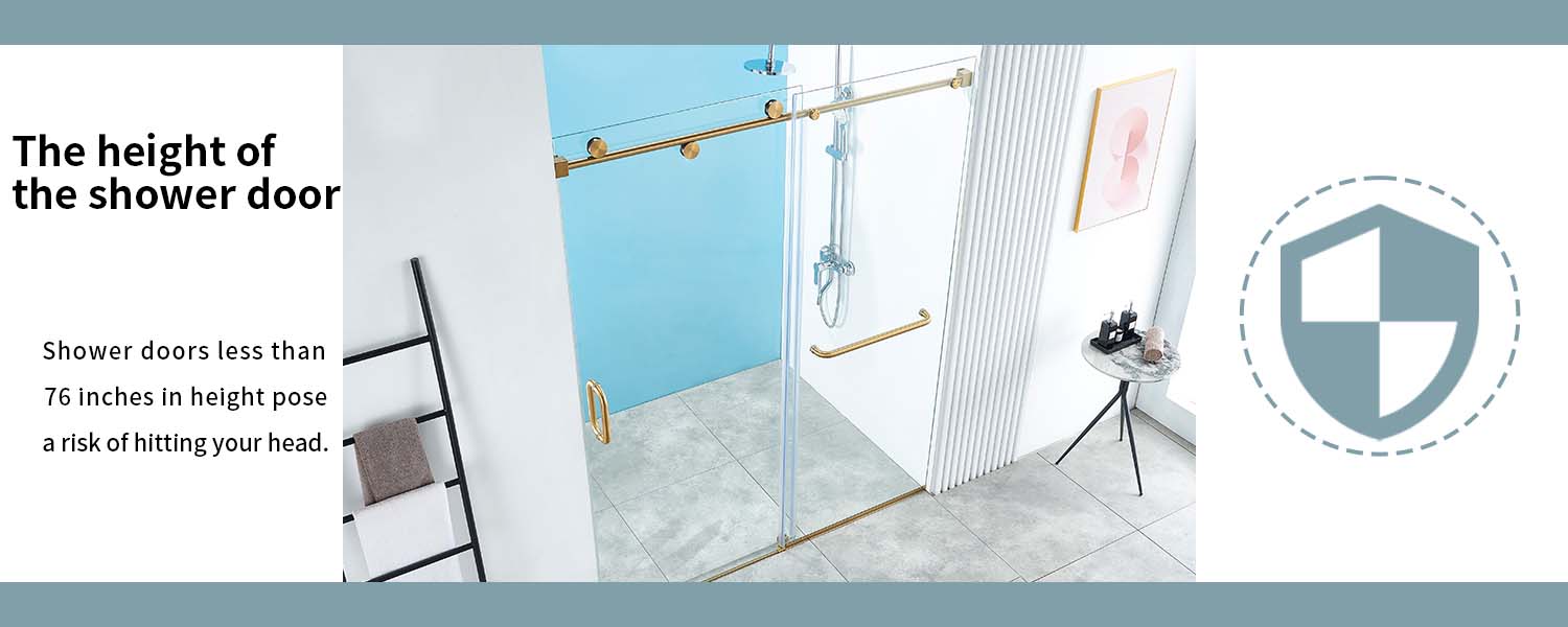 56-60" W x 76" H Frameless Sliding Shower Door, Frameless Shower Door, Shower Glass Door with 5/16" (8mm) Clear SGCC Tempered Glass, Stainless Steel Hardware O01 (Gold)