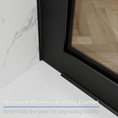 Shower Door Screen 36" W * 76" H, Semi-Framed Shower Glass Door, Single Shower Panel, 3/8"(10mm) Thick Tempered Glasss, Shower Wall Panels, Fixed Shower Screen for Bathroom - Matte Black