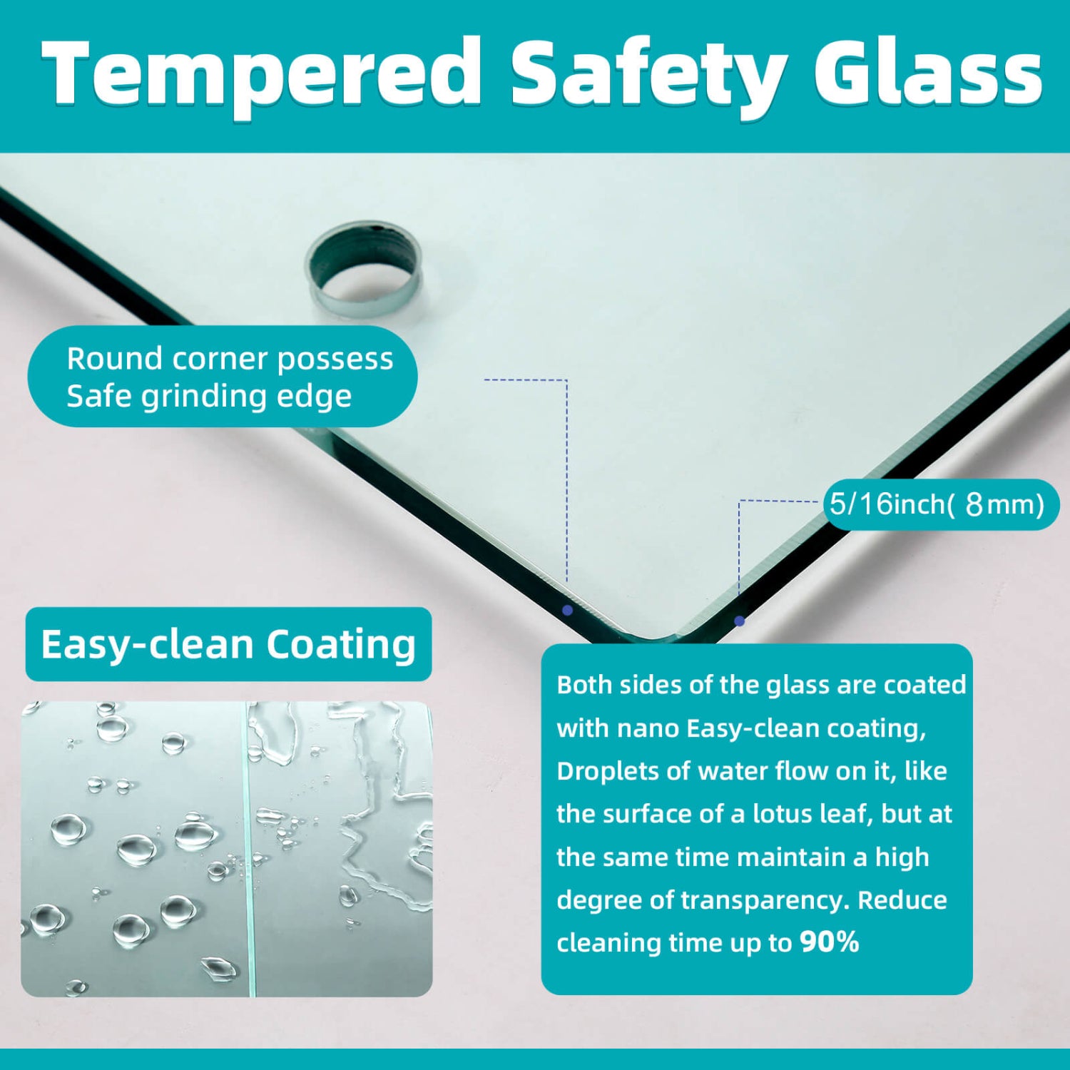 Pivot Swing Shower Door, 58.5-60" W x 74" H with 5/16 in (8mm) Clear SGCC Tempered Glass