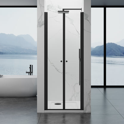 180° Reversible Double Swing Shower Door 30"Wx75"H SGCC-Cert 8mm Tempered Glass