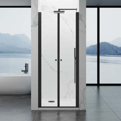 180° Reversible Double Swing Shower Door 30"Wx75"H SGCC-Cert 8mm Tempered Glass