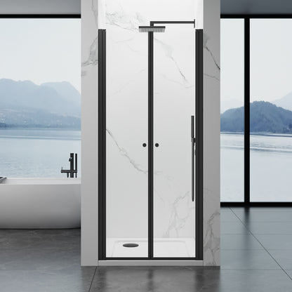 180° Reversible Double Swing Shower Door 30"Wx75"H SGCC-Cert 8mm Tempered Glass