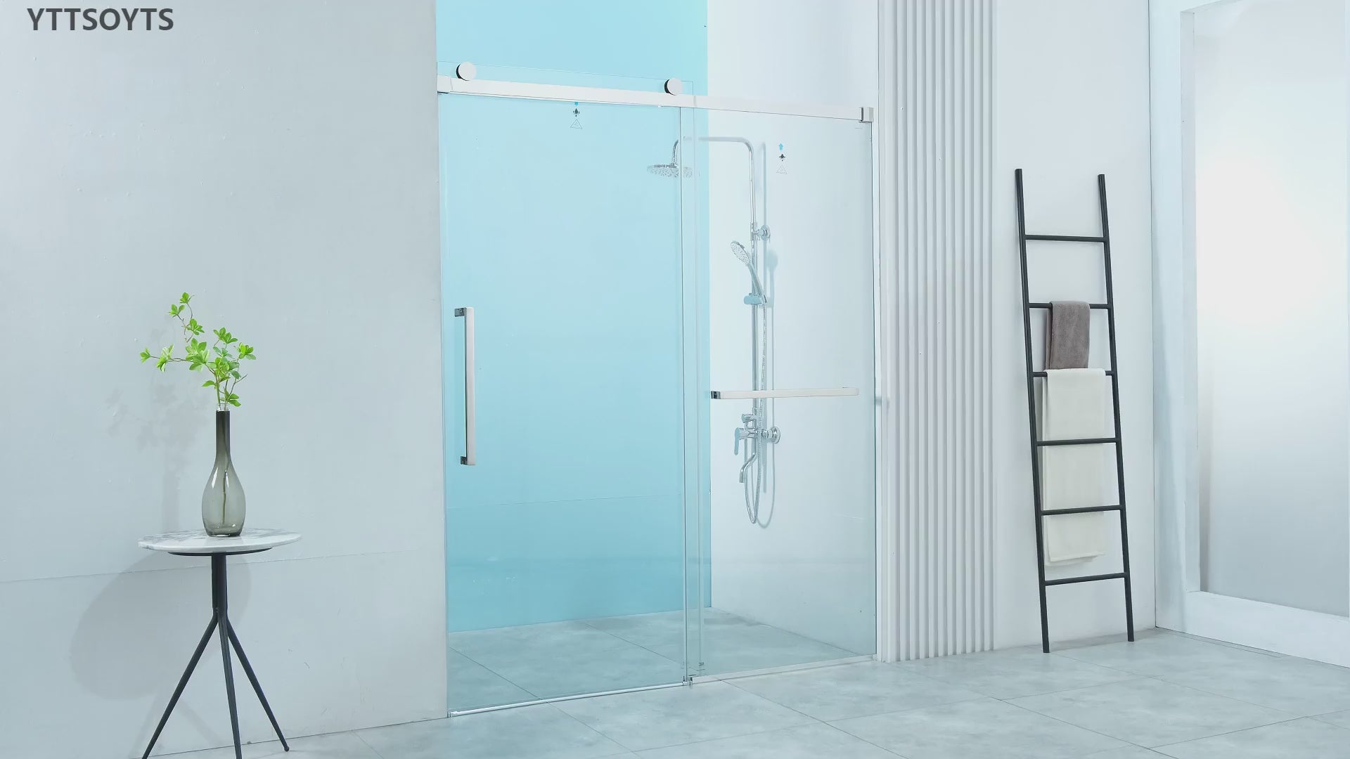 X01 56-60" W x 76" H Frameless Single Sliding Shower Door, Frameless Shower Door, Shower Glass Door with 5/16" (8mm) Clear SGCC Tempered Glass, Stainless Steel Hardware (Chrome)